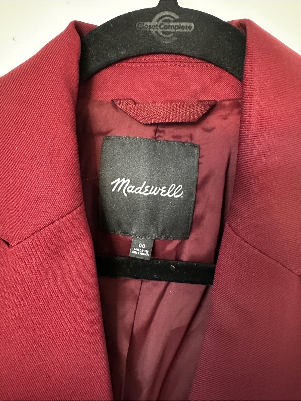 Madewell Women's Burgundy Single-Button Blazer Size 00 - Picture 14 of 14